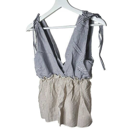 NSR Women’s Small Sleeveless Blue White Striped Tank Top Blouse - Picture 4 of 11